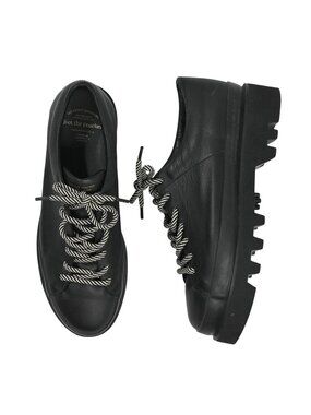 Foot The Coacher Genuine Leather Chunky Lug Sole Shoes in Black